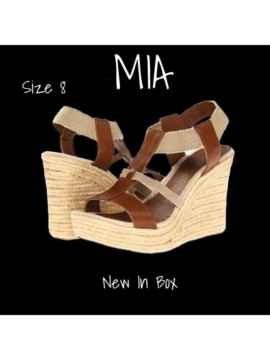 MIA Shoes - MIA Women's Wedge Sandals Shoes Size 8 Desirae Luggage New In Box